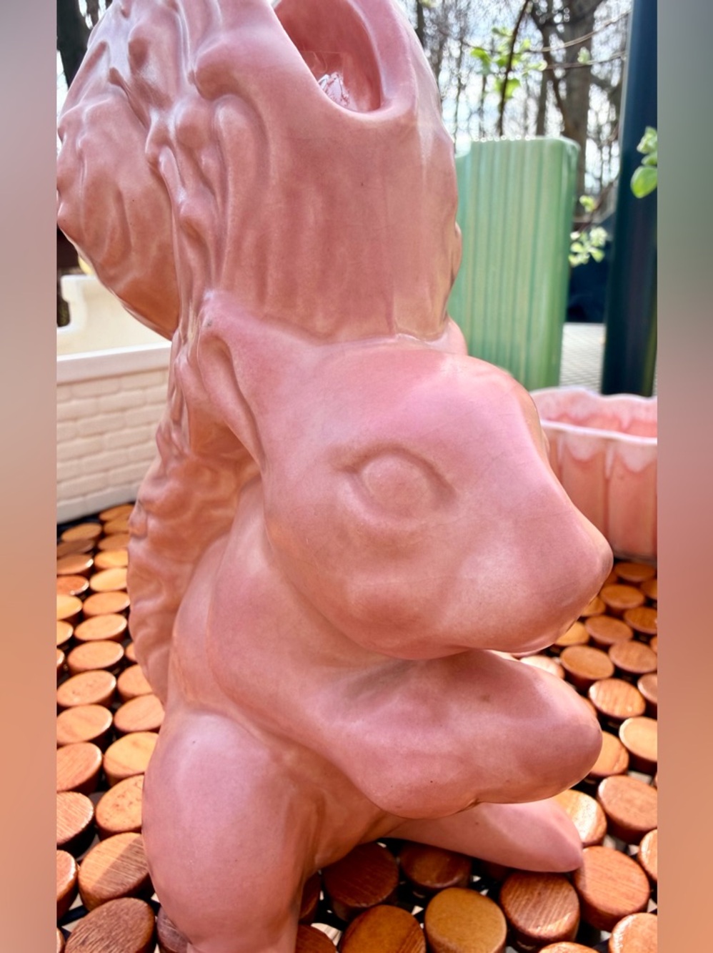 🐿️ Vintage Pink Matte Ceramic Squirrel Planter by SylvaC, Mold 1143, EUC 🌼 - Picture 6 of 10